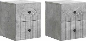 vidaXL Mesita De Noche De Pared 2 Uds. Gris Hormig&oacute;n 33 X 34,5 X 40 Cm Vidaxl