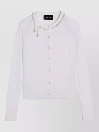 Simone Rocha silk cardigan merino knit pearl embroidery