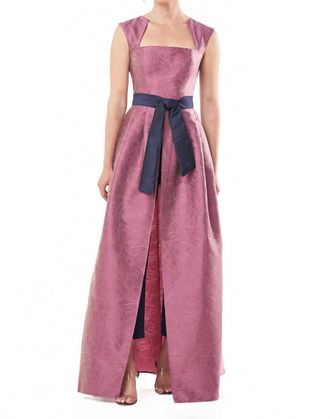 Kay Unger Patricia Walk Thru Jumpsuit In Heather Rose/navy