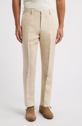 Nordstrom Henrik Trim Fit Italian Linen Suit Separate Pants in Tan Desert at Nordstrom, Size 35