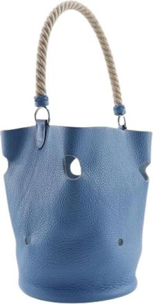 Herm&egrave;s Pre-owned Manjoire MM Taurillon Clemence Schoudertas - Dames - Vintage Tas - Blauw - ONE Size - Leer - Vintage
