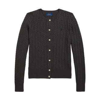 Polo Ralph Lauren Cardigans, female, Gray, Size: L Charcoal Grey Button-Down Sweater