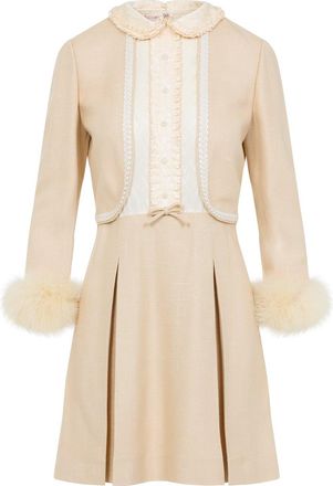 Valentino Light Pink Feathers Viscose Mini Dress-Donna