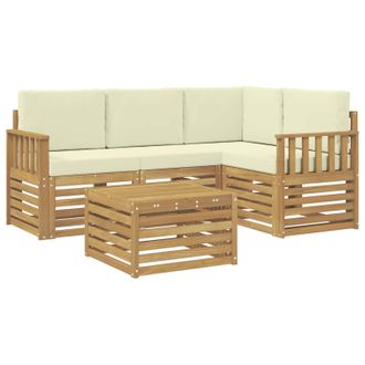 vidaXL Conjunto De Sof&aacute;s De Exterior 5 Pcs Blanco Y Crema Vidaxl