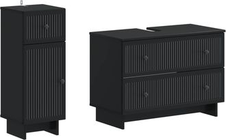 vidaXL Juego De Gabinete De Ba&ntilde;o De 2 Piezas Ede Negro Vidaxl