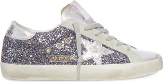 Golden Goose SUPER-STAR IN LEATHER WITH SILVER GLITTER - Golden Goose Deluxe Brand - Woman