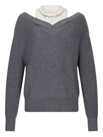 Liu Jo Grey Sweater With Boat Neckline