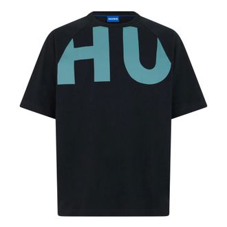 HUGO BOSS Tops, Heren, Zwart, S, Katoen, Grafisch Print T-shirt