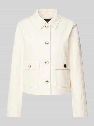 s.Oliver Black Label Boxy Fit Kurzblazer aus Baumwoll-Mix mit Strukturmuster in Offwhite, Gr&ouml;&szlig;e 42