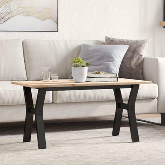 Berkfield Home Coffee Table Y-Frame 100x50x45 cm Solid Wood Pine & Steel in Brown | Size: 100 x 50 x 45 cm