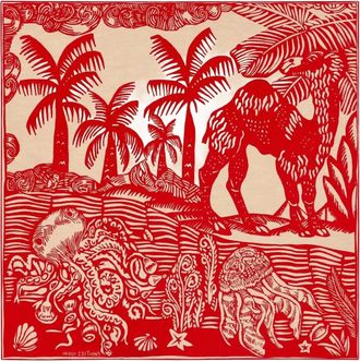 Inou&iuml; Editions Womens Square Carre Duffy Scarf In Red