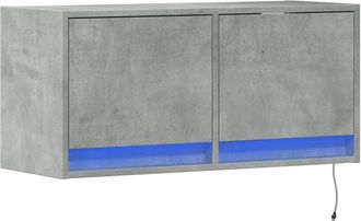vidaXL TV Wall Cabinet with LED Lights Concrete Grey 80x31x35 cm vidaXL