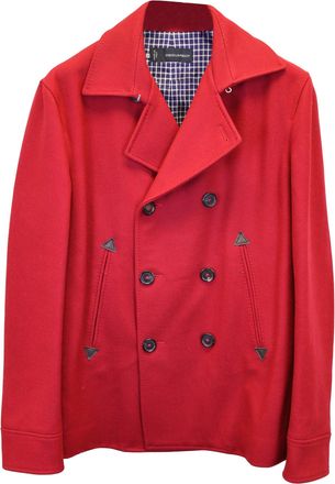 Dsquared2 Double-Breasted Coat in Red Wool