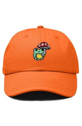 Dalix Mushroom Frog Embroidered Hat in Orange at Nordstrom