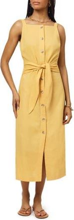 Scotch & Soda Sleeveless Button Front Linen Blend Midi Dress in Ochre at Nordstrom Rack, Size X-Small