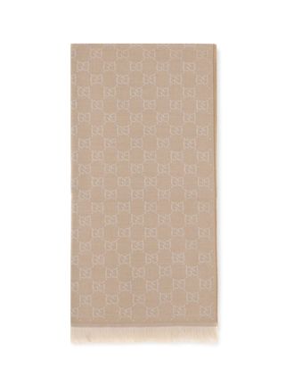 Gucci GG Supreme Embroidered Wool Scarf - Beige