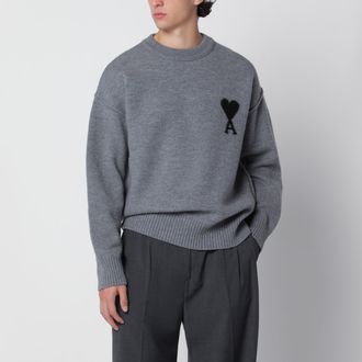 Ami Grey Ami de Coeur sweater in wool