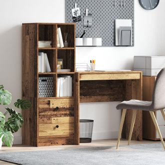 Berkfield Home Desk with Storage Old Wood Engineered Wood in Brown