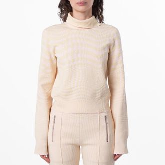 Burberry Warped Houndstooth Turtleneck Sweater, Size XX-Small