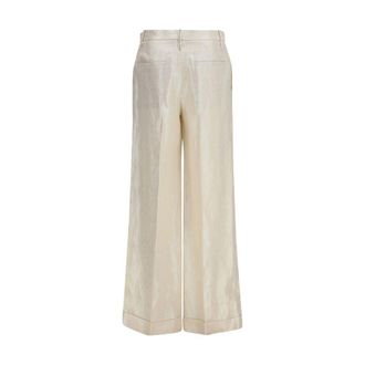 Brunello Cucinelli Womens Beige Silk Casual Pants