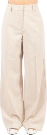 Max Mara Broeken, Dames, Beige, L, Wol, Wijde broek