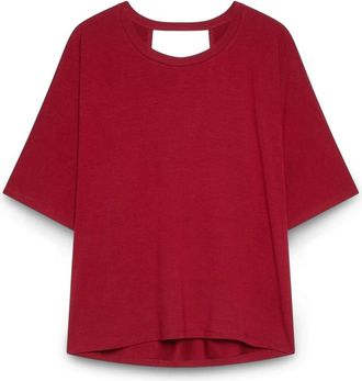 Fiorella Rubino Jersey t-shirt met uitsnijding - Dames - T-shirts - Rood - L - Tops