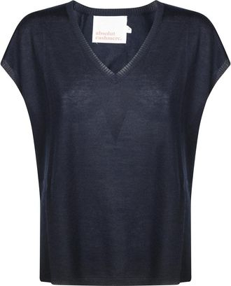 Absolut Cashmere Elegante Cashmere Trui voor Vrouwen - Dames - V-hals truien - Blauw - S - Truien & Vesten