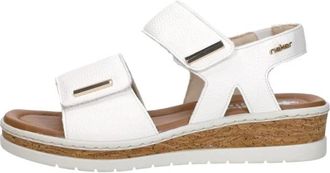 Rieker Platte Sandalen - Dames - Sleehakken - Wit - 43 EU - Leer - Schoenen