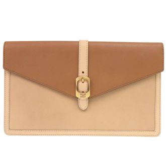 Fendi Beige Brown Leather Clutch Bag (Pre-Owned)