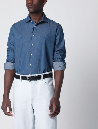 Xacus Tailor Fit denim shirt blue