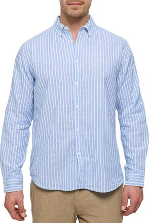 Indicode Langarmhemd INDICODE INBrayden, Herren, Gr. XXL, N-Gr, gelb (moonlight), Web, Obermaterial: 55% Baumwolle, 45% Leinen, gestreift, regular fit normal, 