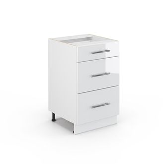 Vicco Mueble Bajo De Cocina Fame-line, Blanco Alto Brillo, 50 Cm Sin Encimera