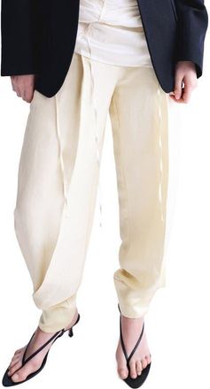 Mango Satin Balloon Pants in Yellow at Nordstrom, Size 10