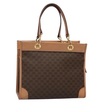 Celine Vintage Macadam Handbag Canvas And Leather Brown Canvas Handbag (Pre-Owned)