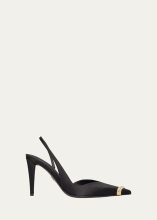 Giuseppe Zanotti 90mm Crystal Toe Satin Slingback Pumps