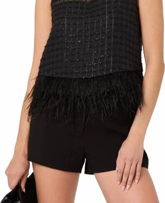 Astr Etheos Metallic Feather Trim Top In Black