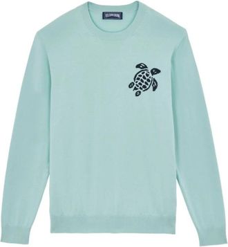 Vilebrequin Cotton Sweater Turtle - Heren - Ronde hals truien - Blauw - L - Katoen - Truien & Vesten