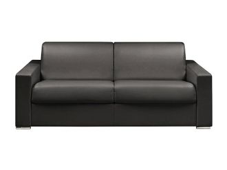Vente-Unique Vente-unique - Divano Letto 4 Posti Ribalta Letto 160cm Materasso 18cm Memory Foam - In Similpelle Nero - Calito