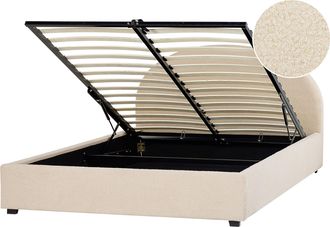 Beliani Cama Con Almacenaje De Tela De Poli&eacute;ster Beige 140 X 200 Cm Minimalista Retro Otomano Vaucluse