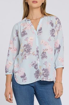 NYDJ Pintuck Top in Graceful Blossom at Nordstrom, Size Xx-Small