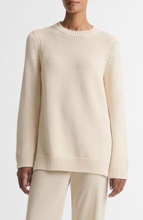 Vince Cotton Blend Tunic Sweater in Bone at Nordstrom, Size Xx-Small