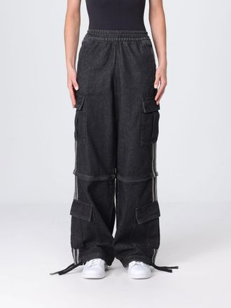 adidas Wide-Leg Cotton Denim Cargo Trousers with Elastic Waist