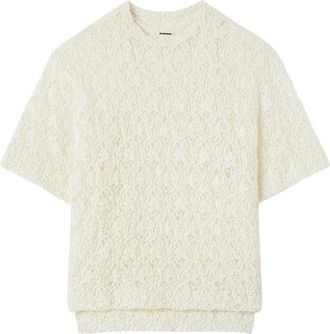 Jil Sander short-sleeved lace T-shirt - women - Cotton/Polyamide/Elastane - 32 - White