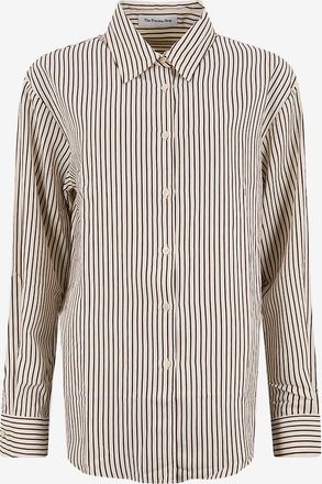 Frankie Shop Lang&auml;rmlige Bluse aus gestreiftem Voile Peri