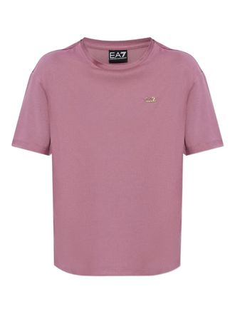 Emporio Armani T-shirt met logoplakkaat - Roze