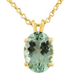 Pompeii3 VVS 5 1/4Ct Oval Green Amethyst Pendant Solitaire Necklace 14k Gold 14x10mm