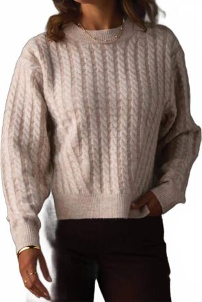 The Normal Brand Cable Knit Split Side Sweater In Cream Multi