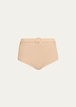 Ramy Brook Danice Metallic High-Waist Bikini Bottoms