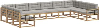 vidaXL Conjunto De Sof&aacute;s De Exterior 10 Uds. Blanco Y Gris Claro Vidaxl