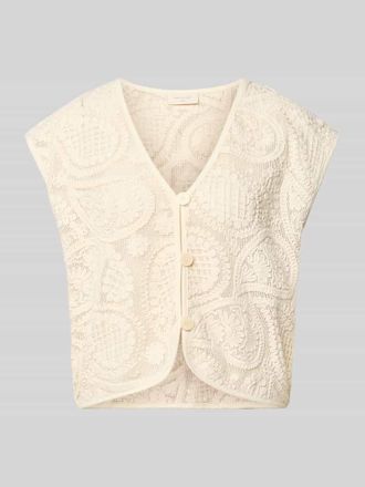 Freequent Strickweste mit V-Ausschnitt Modell Crossy in Offwhite, Gr&ouml;&szlig;e XXL